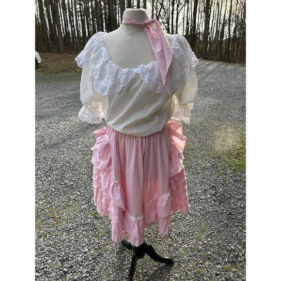 square dance outfit Pink White M/L Cottage Prairie Coquette Western Rockabilly - Picture 1 of 13